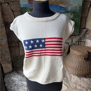 USA Flag Knit Cap Sleeve Sweater Top